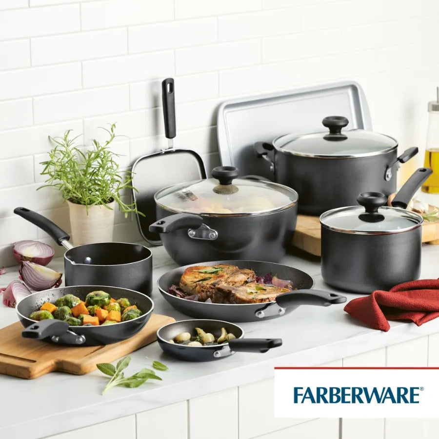 Easy Clean Nonstick Cookware Set With Lids And Storage Containers