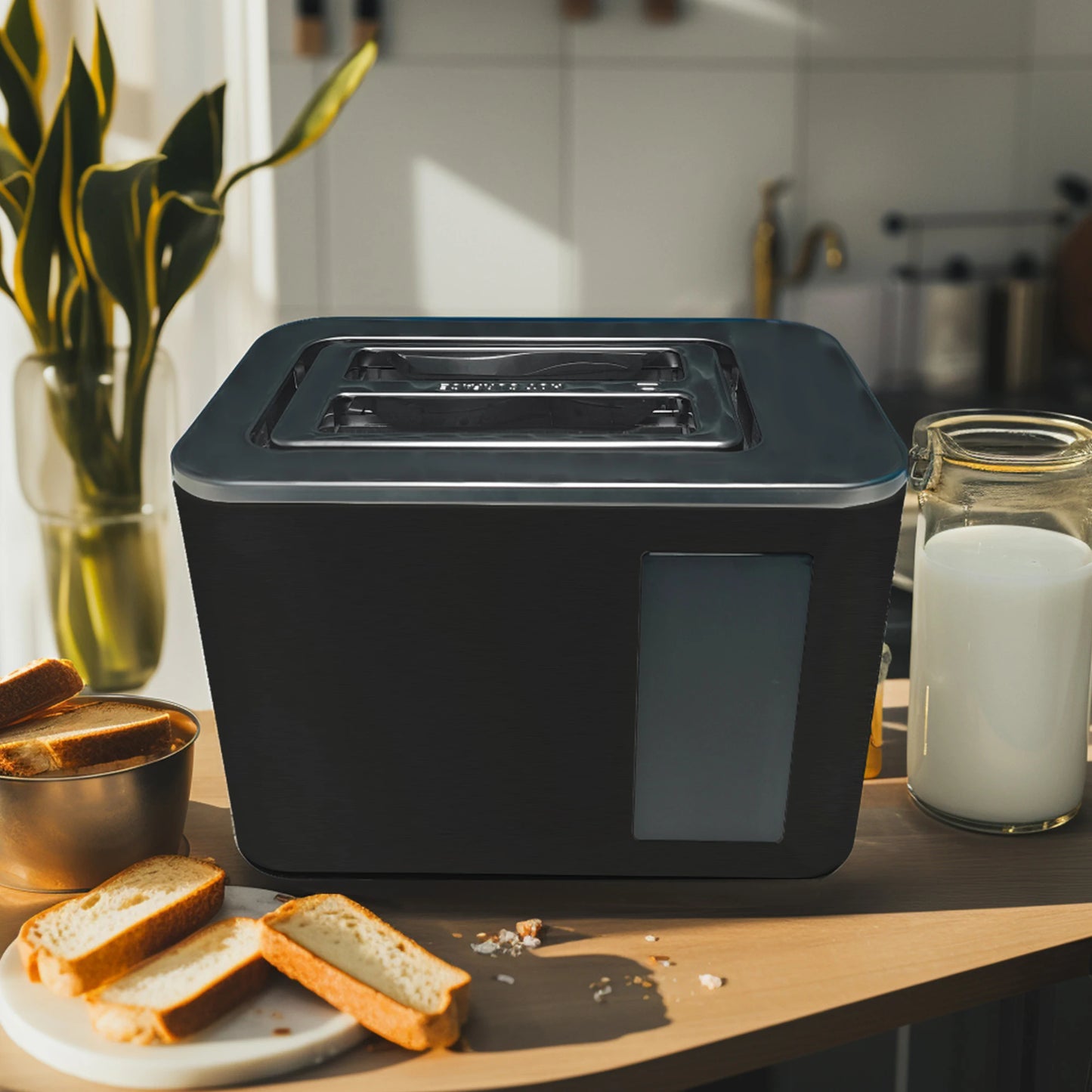 Toaster 2 Slice, Touch Control Screen, Smart Stainless Toaster, 6 Shade Setting, 6 Bread Selection, Countdown, Removable Crumb Tray, 900W,Household Appliances