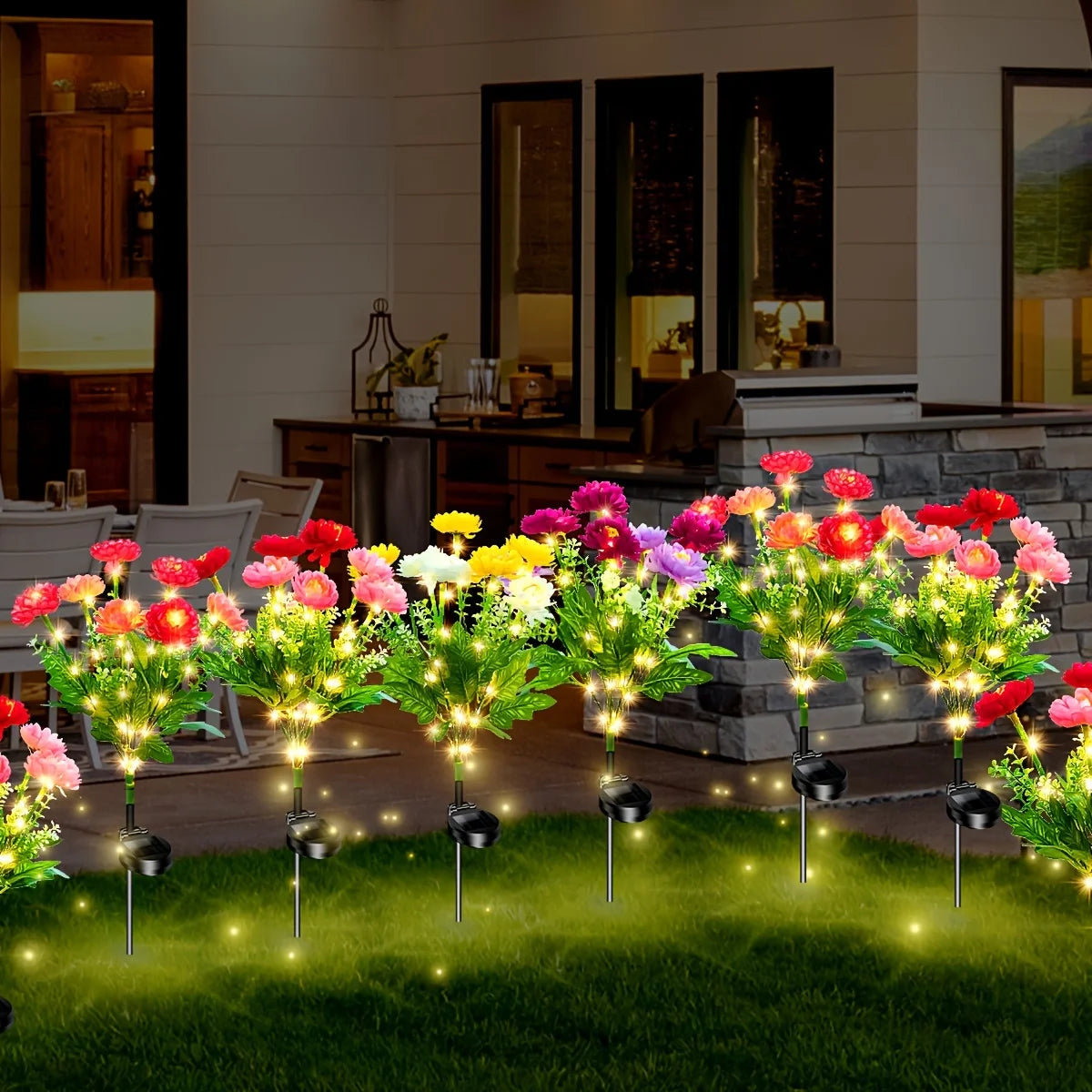 5pcs Solar Garden Lights | Simulated Snow Lotus That Emits Light, Outdoor Waterproof Flower Lights, Suitable For Decorating Lawns, Gardens, Paths, Courtyards | Warm And Romantic Holiday Gifts, Ideal For Father'S Day, 4Th Of J