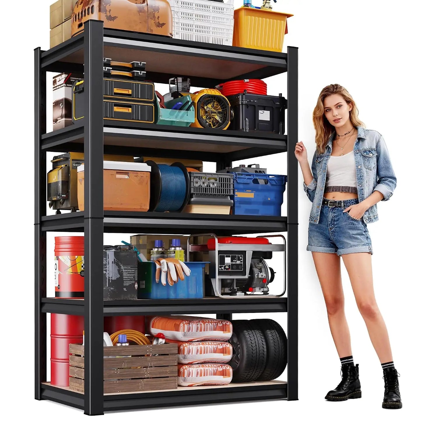 71"H-32"W-14"DGarage Shelving-5 Tier Garage Storage Shelves,Adjustable Heavy Duty Metal Shelving Unit and Storage, Customized