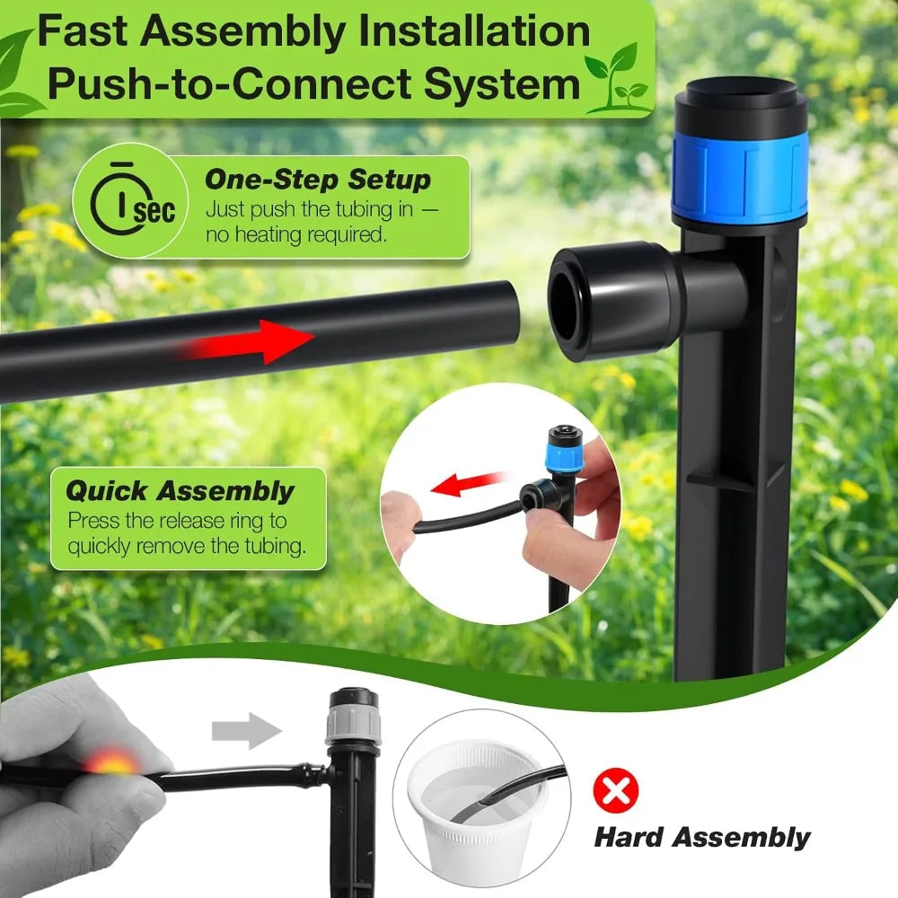 250FT Drip Irrigation System - Quick Connect Garden Misting Kit with Adjustable Nozzles for Indoor Outdoor Potted Plants Lawn Greenhouse
