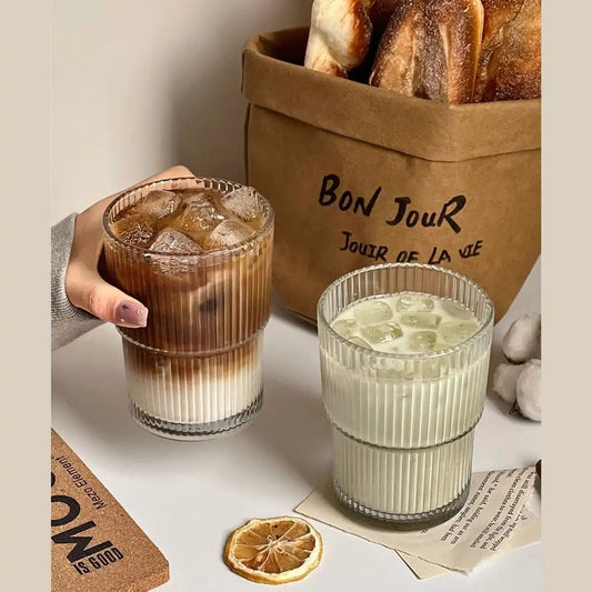 Fashionable Glass Straw Cup With Lid Portable For Coffee And Milk Tea