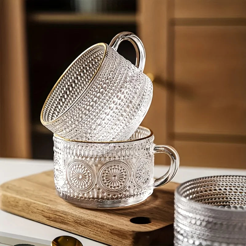 Glass Cups With Wooden Lids Set Of Four For Cappuccino