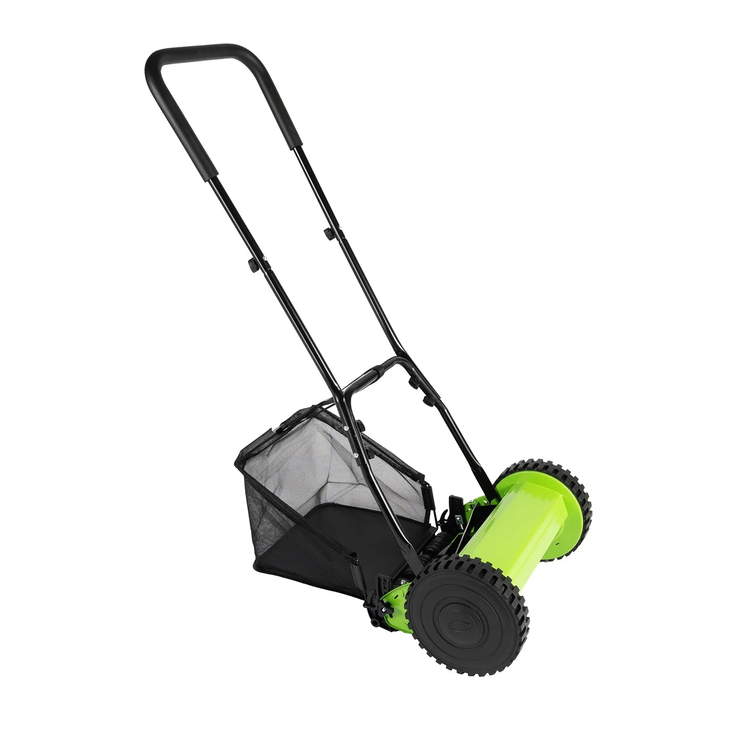 12 Inch 5-Blade Push Reel Lawn Mower, Cordless Manual Lawn Mower with Grass Catcher, Adjustable Cutting Height, Walk-Behind Lawn Mowers for Yard, Garden
