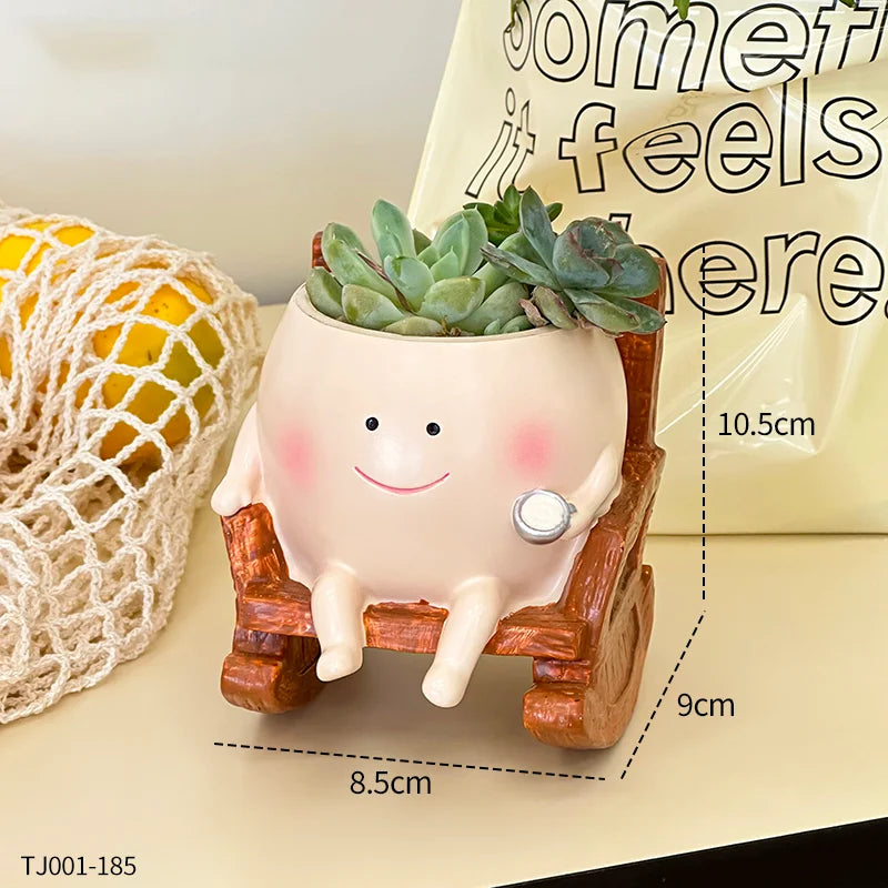 Cute Chair Swing Flower Pot With Smiling Devil Face