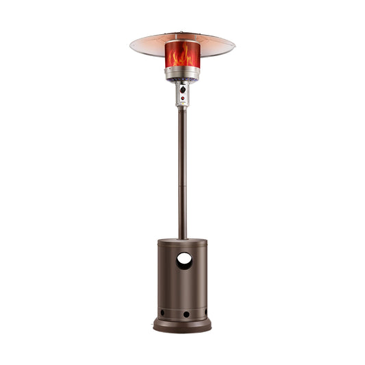 SucceBuy Patio Heater for Outdoor Use Tall Hammered With Round Table Design Metal Burner and Wheels Fixed Flame Heater for Patio