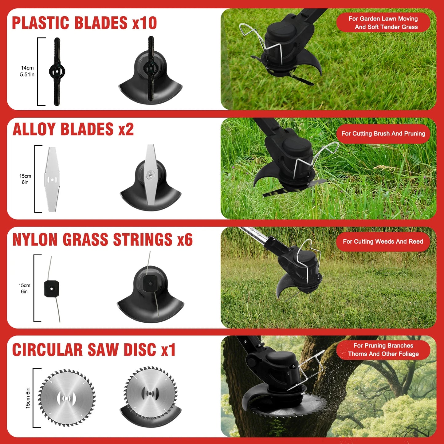 Cordless Electric Lawn Mower Handheld Weed Trimmer Brushless 11000 Rpm 21V with 2x5c 1.5Ah Li-ion Cutter Garden Power Tool