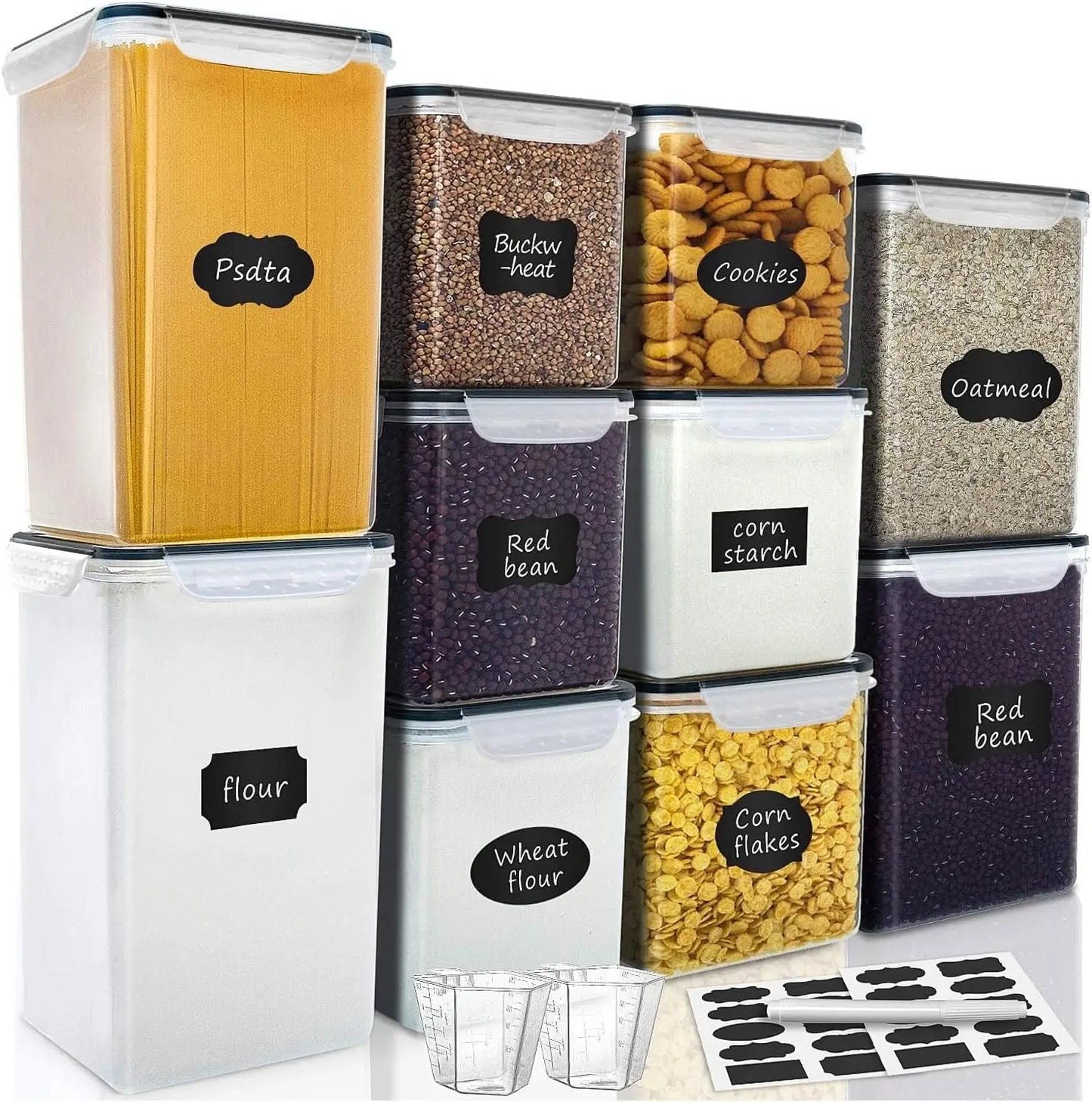 Airtight Food Storage Containers Set, 10-Pack For Pantry Organization