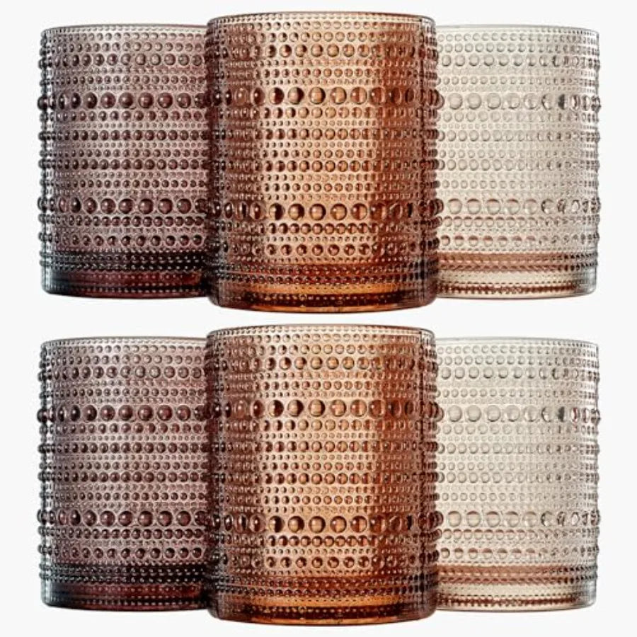 Hobnail Beaded Highball Glasses Vintage Embossed Whiskey Tumblers