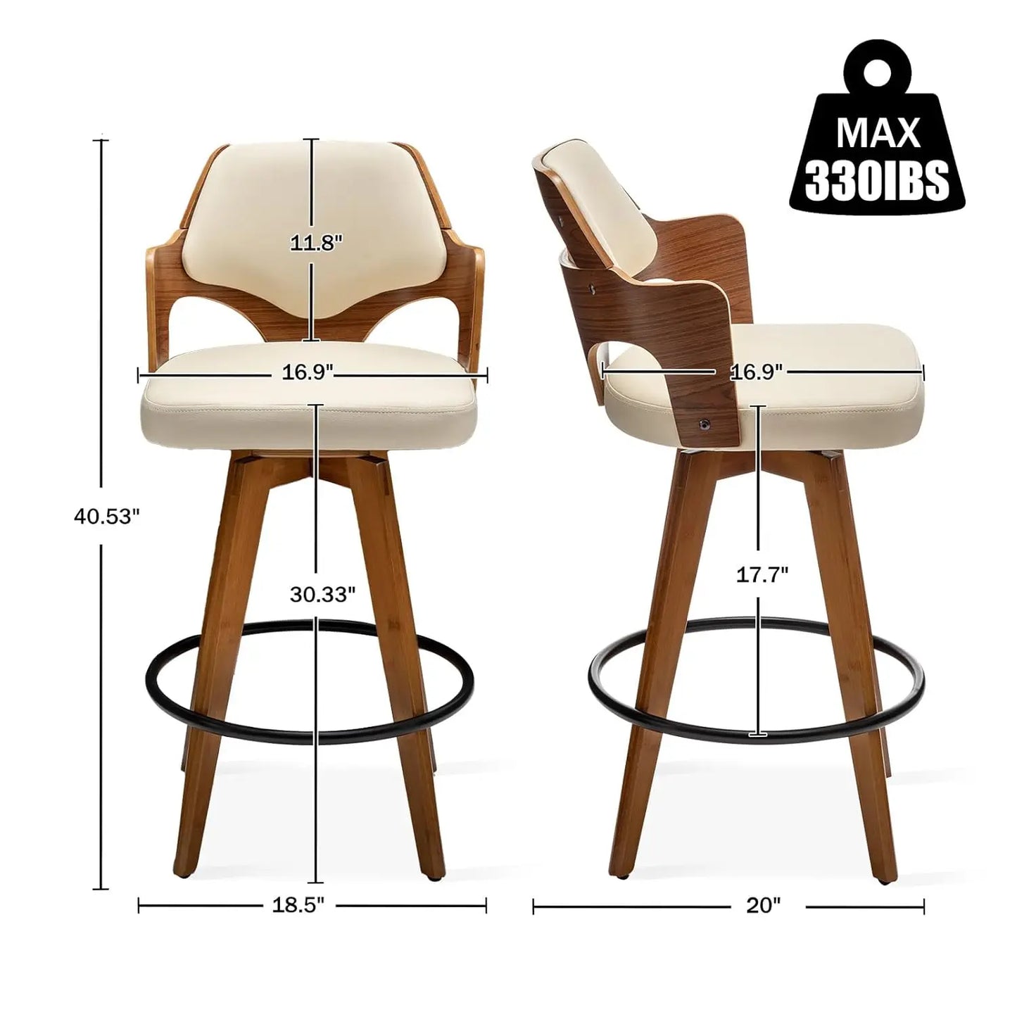 Guangbai Modern Upholstered Bar Stools With Bamboo Legs