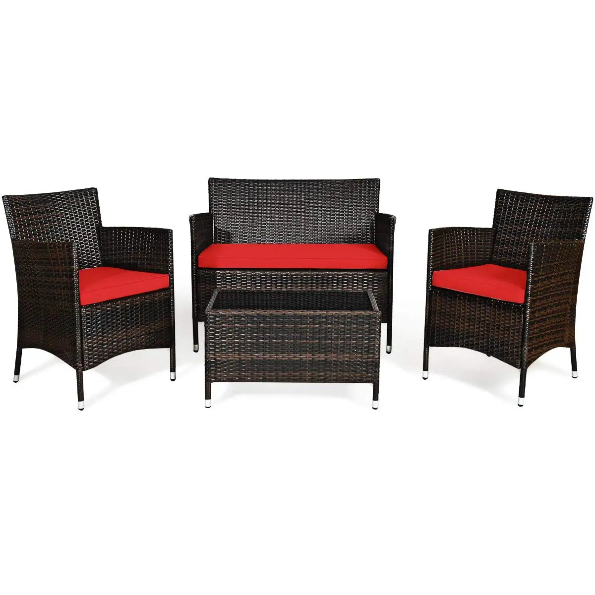 XIAOLANG 4 Piece Rattan Patio Set Outdoor Wicker Conversation Set