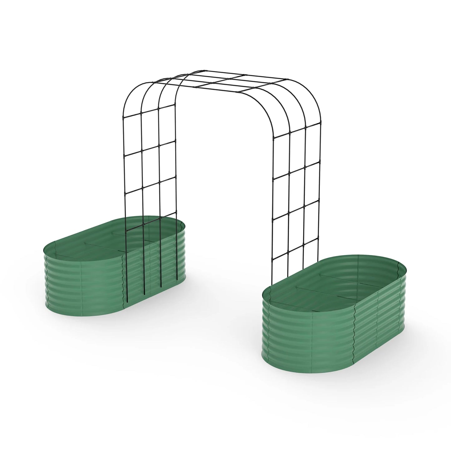 HiMISS Galvanized Raised Garden Bed With Arch Trellis Planter Box