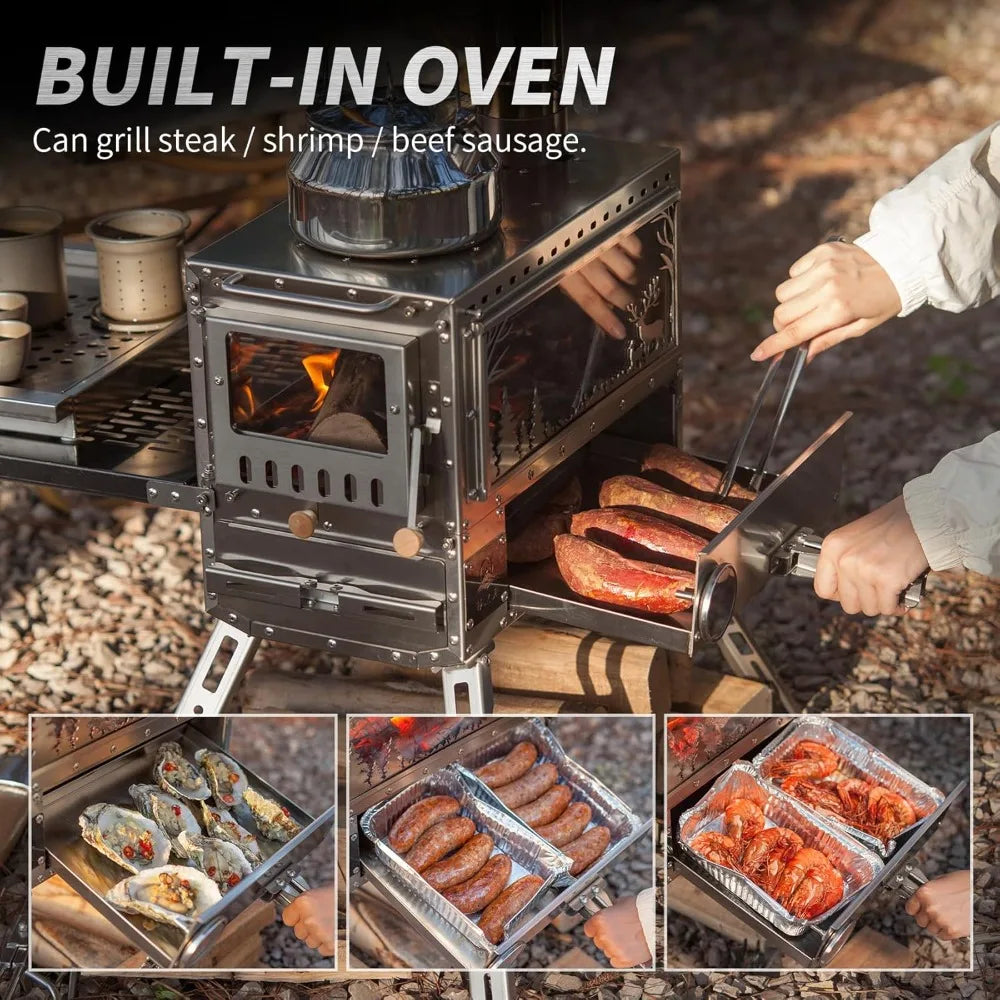 M6 Wood Stove Oven For Camp Cooking With Ash Drawer