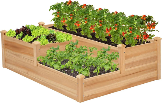 3-Tier Wooden Raised Garden Bed For Outdoor Planting