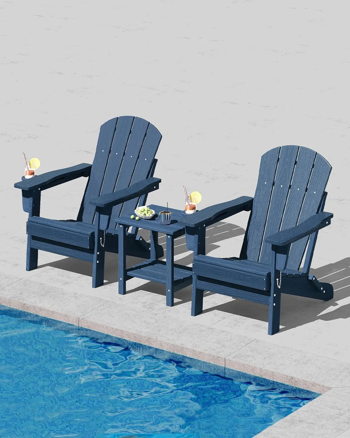 HiMISS Folding Adirondack Chair With Cup Holder HDPE