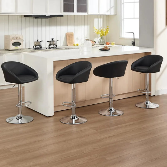 Frame Modern PU Leather Swivel Bar Stools Set Of 4