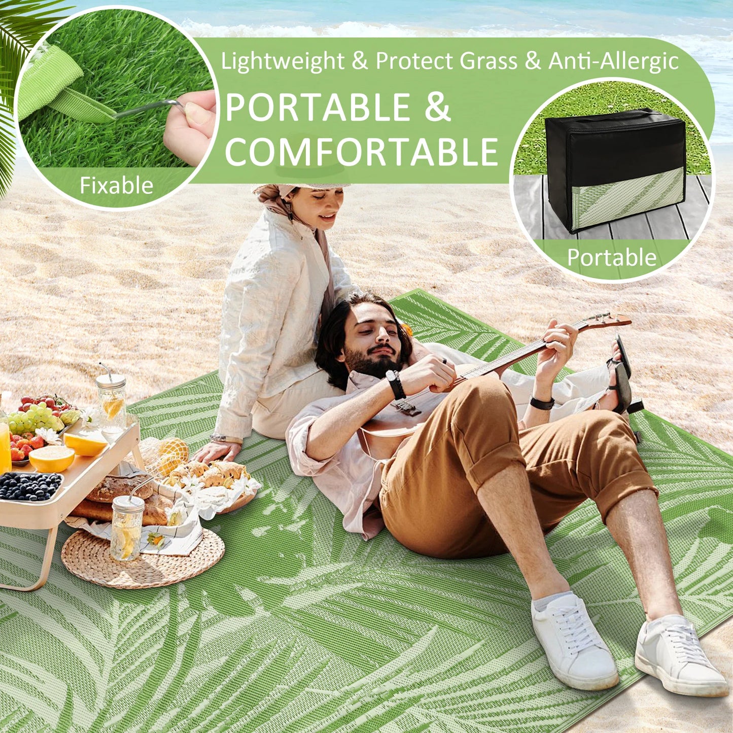 Outdoor Waterproof Recycled Polypropylene Straw Rug Patio Carpet