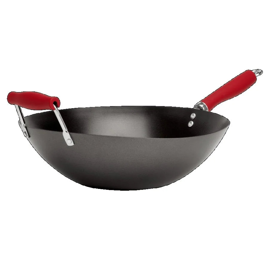 Carbon Steel Nonstick Wok With Flat Bottom Induction Silicone Handle