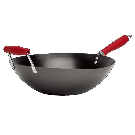 Carbon Steel Nonstick Wok With Flat Bottom Induction Silicone Handle