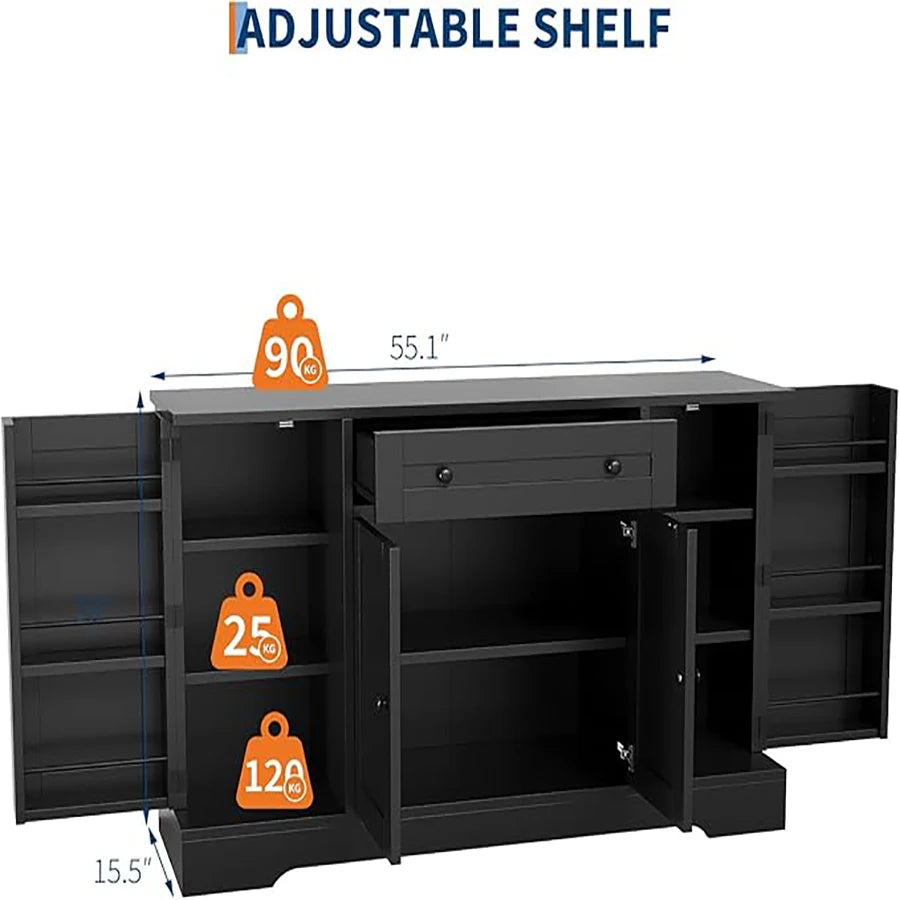 HiMISS Modern Sideboard Buffet Cabinet With Drawer And Storage Shelves