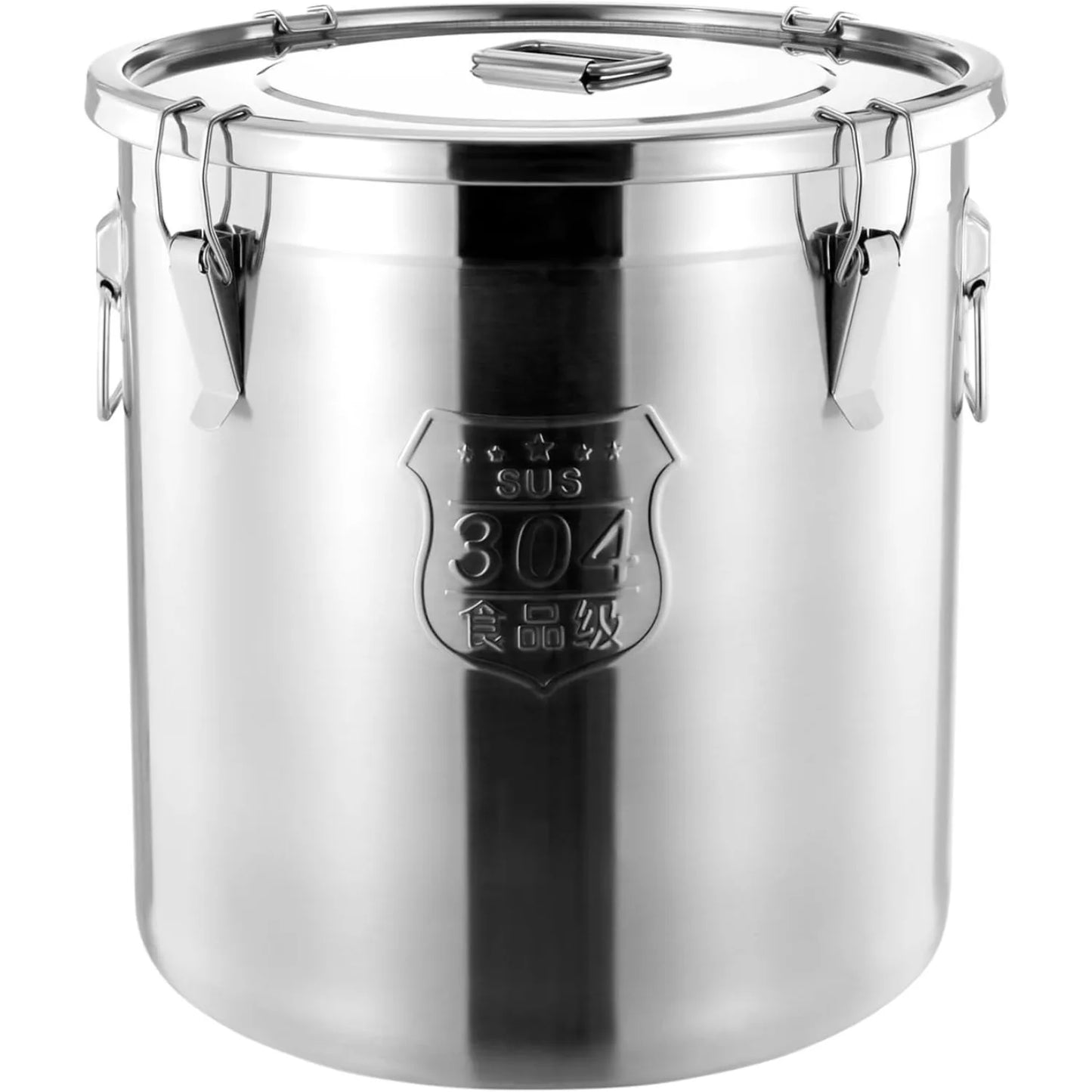 48L 304 Stainless Steel Rice Storage Container,Extra Large Food Grade Canister,40-90Lbs Sealed Rice Bucket with Airtight Lid and Locking Buckle,for Rice, Flour, Grain