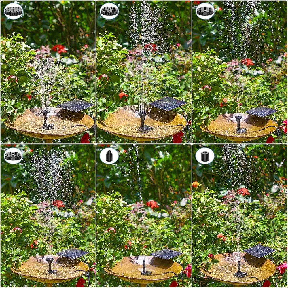 DIY Water Pump Kit or Outdoor Water Feature, Powered Fountain Pump with 6 Nozzles for Bird Bath, Ponds, Garden, Fish Tank