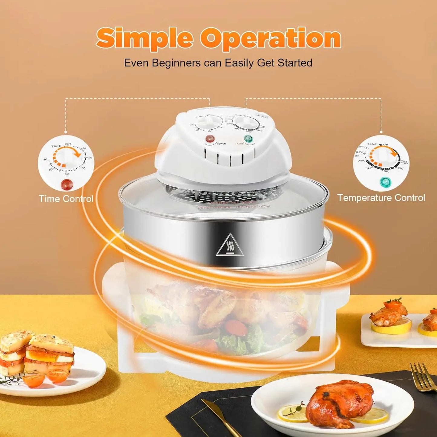 Bymaocar Turbo Air Fryer 1400W Convection Oven Countertop