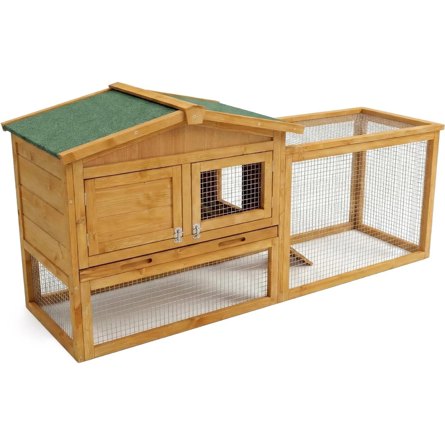 HiMISS 2 Story Wooden Animal Cage Weatherproof Hutch With Tray