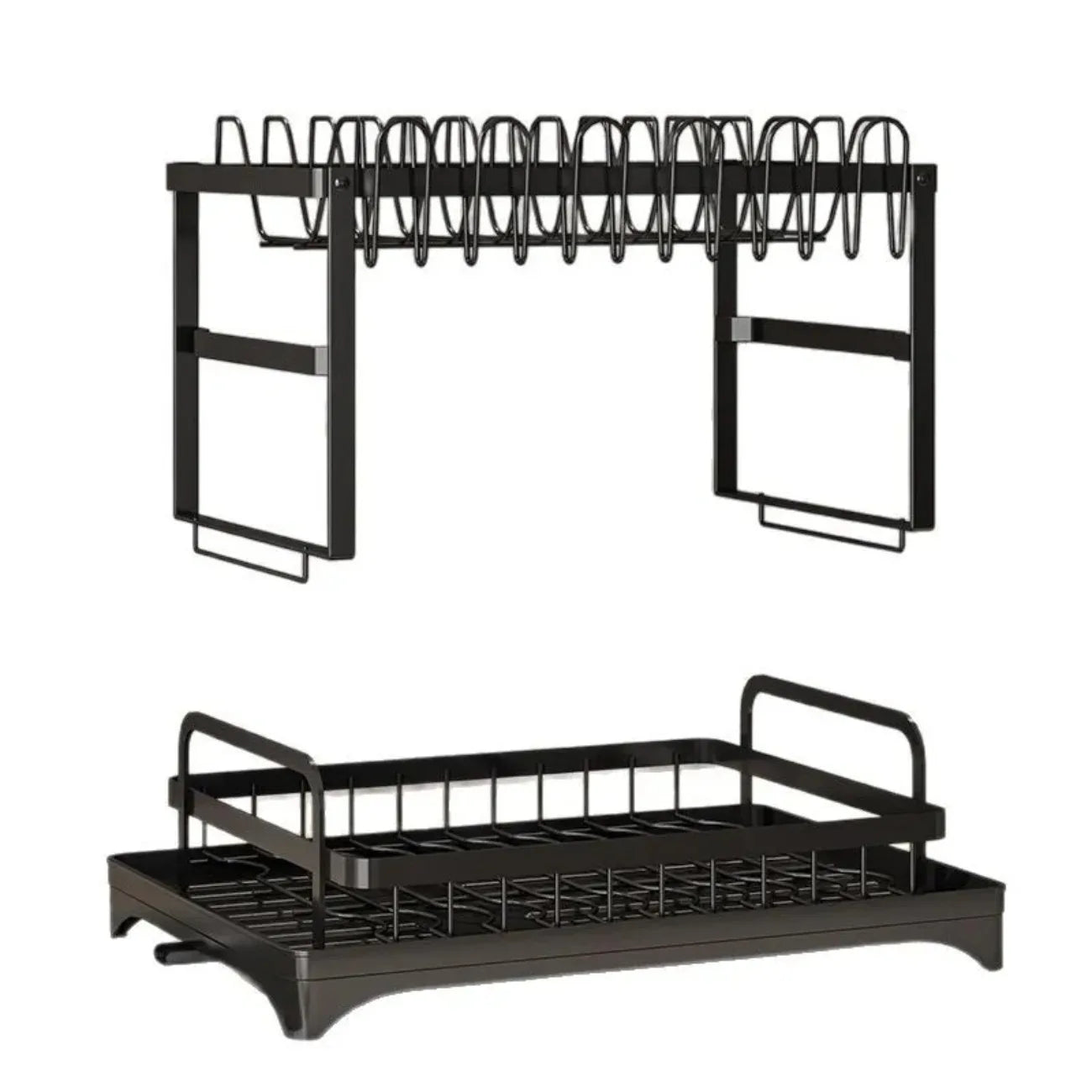 DIAMR 2 Tier Rotating Dish Drying Rack With Utensil Holder