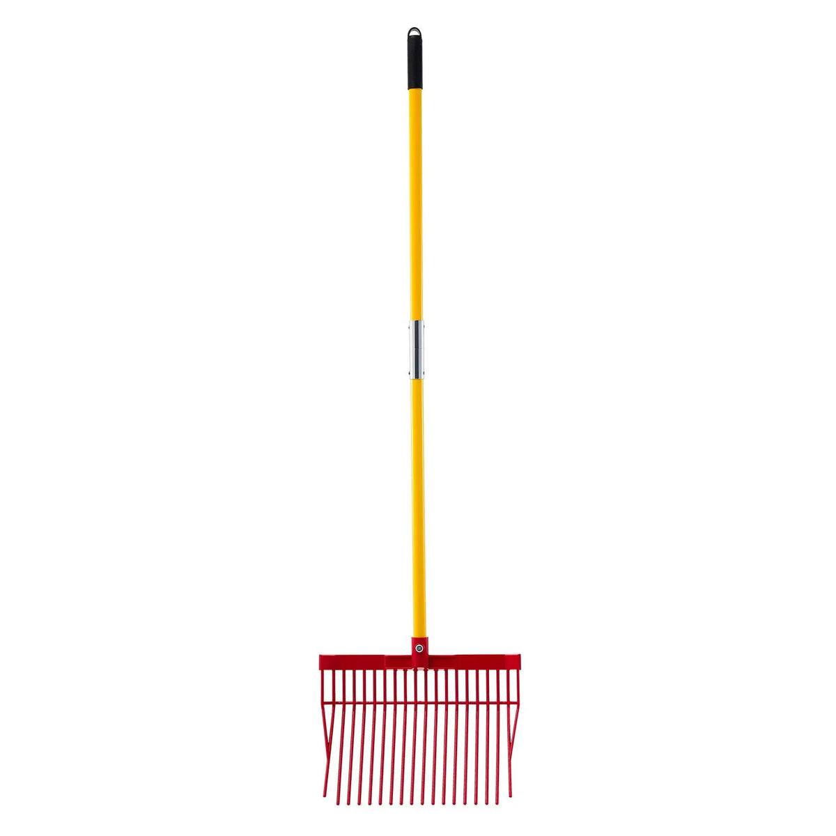 Manure Fork, 18 Angled Tines, Horse Manure Rake with Long Fiberglass Handle, 61 in Durable Plastic Pitchfork Muck Rake Tool for Gardening Horse Stall Stable Grass Hay Cleaning Farm Work