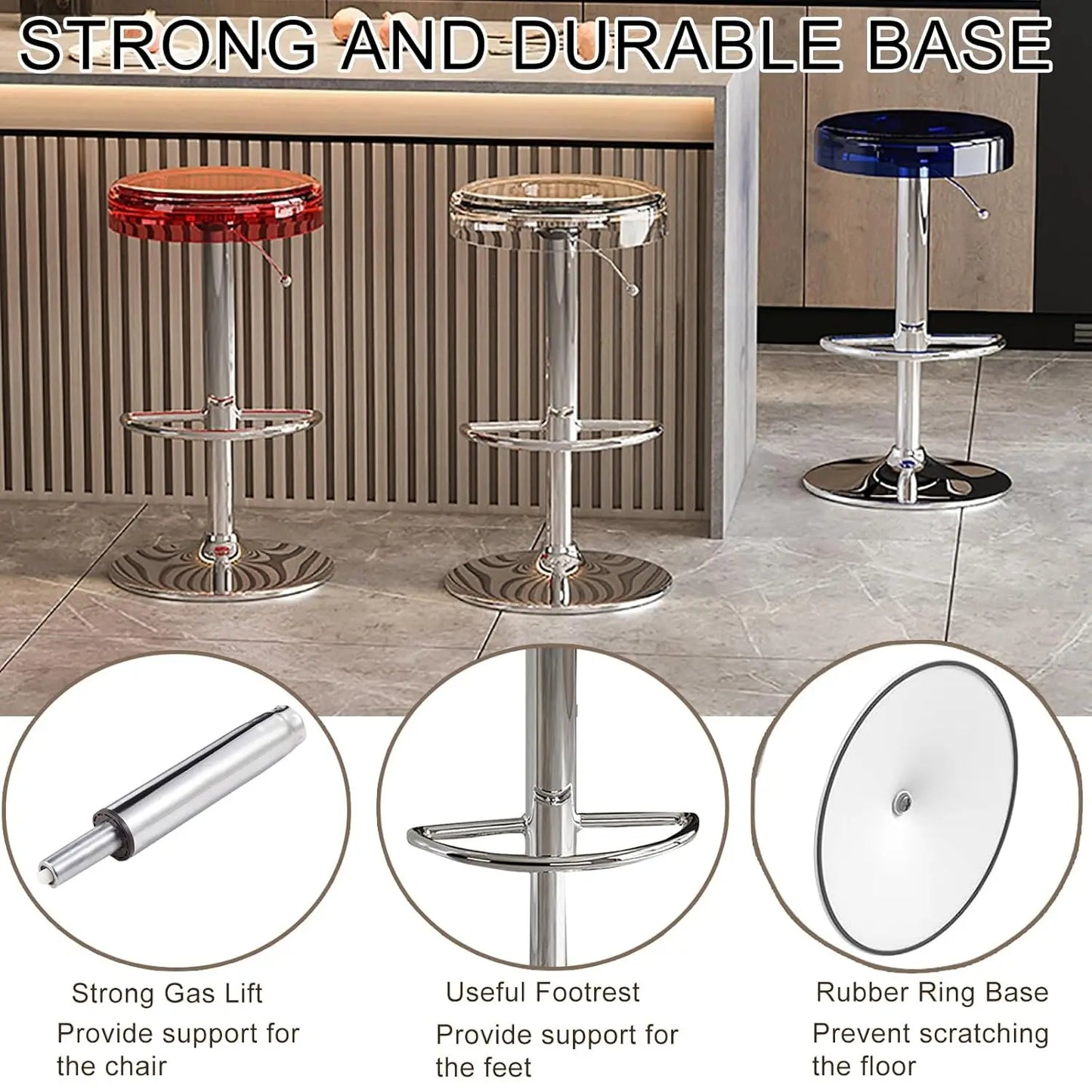 GUANGBAI Clear Acrylic Swivel Bar Stools Set Of 2