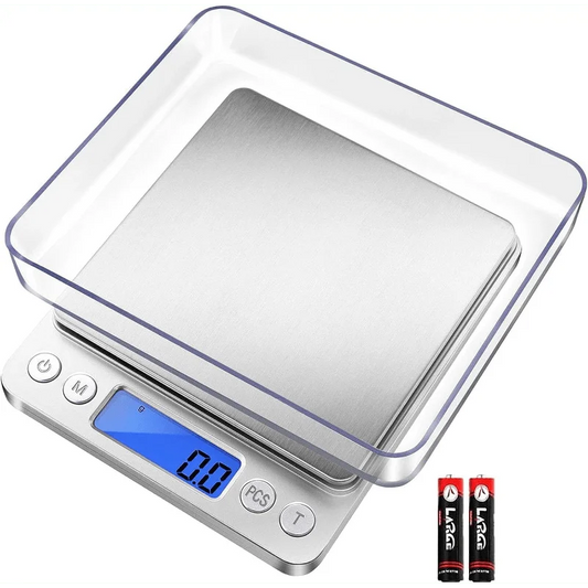 Digital Kitchen Scale 3000G/ 0.1G, Pocket Food Scale With 6 Measurement Modes, Lcd, Tare Weight, Digital Scale Grams And Ounces With 2 Trays Of Food, Cooking, Nutrition (Including 2 Batteries, 2 Trays)