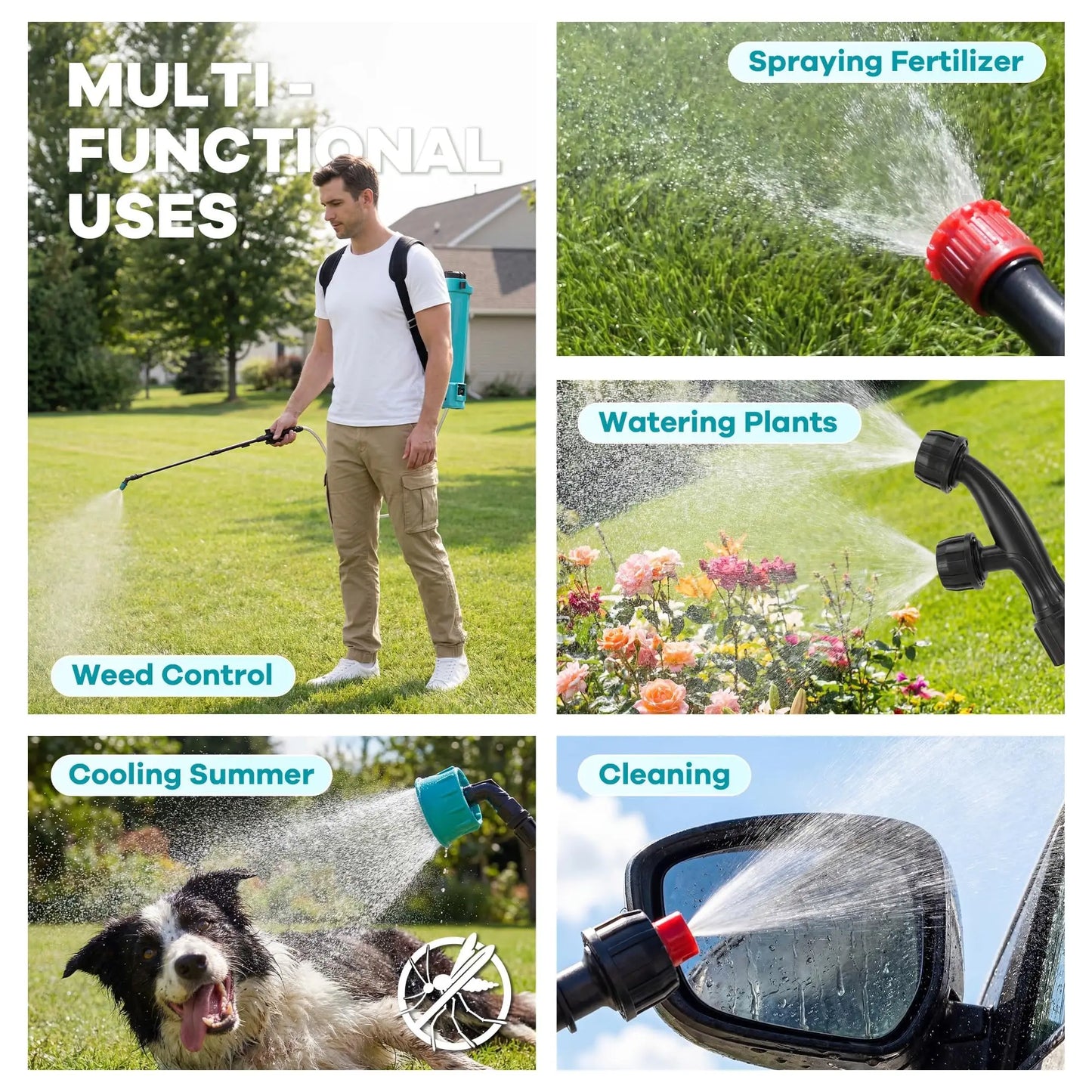Battery Powered Backpack Sprayer 2.64/3.17/4.23 Gal, 18V Electric Garden Sprayer With 0-65 PSI, 5 Nozzles For Lawn Weeding