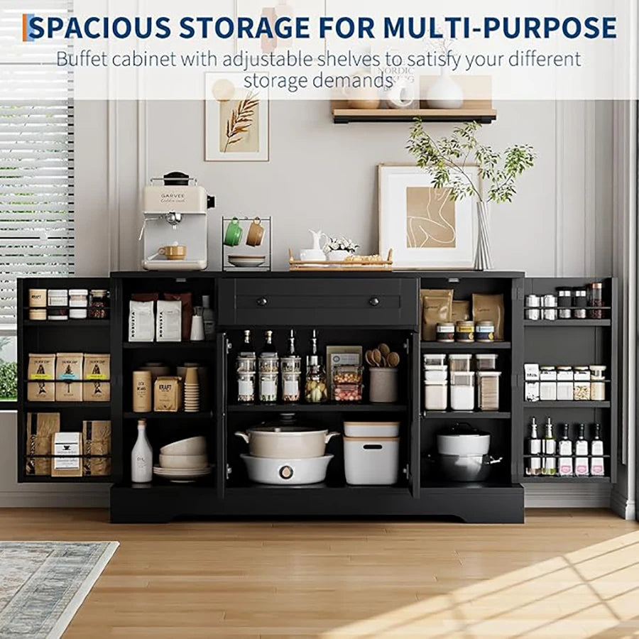HiMISS Modern Sideboard Buffet Cabinet With Drawer And Storage Shelves