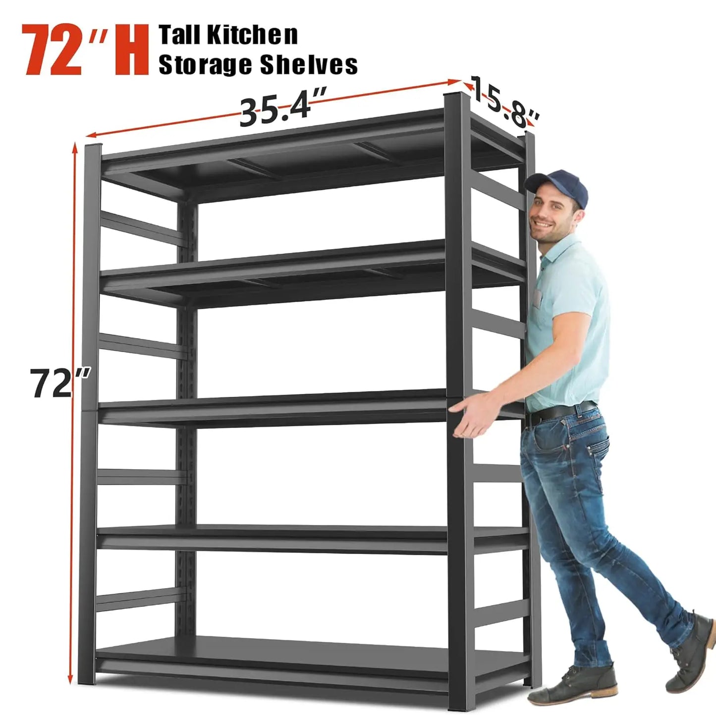 Heavy Duty Metal Shelving Unit 5-Tier Adjustable Kitchen Storage