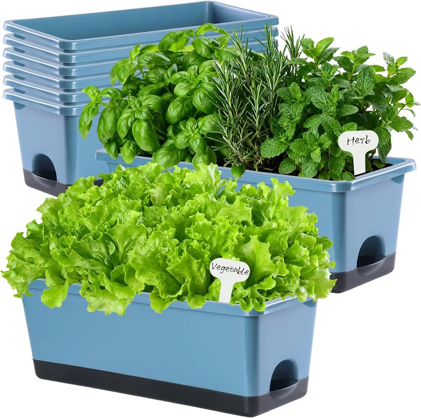 Self-Watering Window Box Planter Set, 8-Piece Rectangular Pots