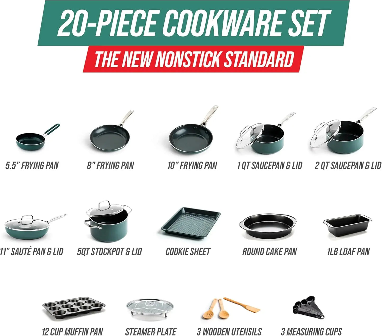 Blue Diamond PFAS Free Nonstick Ceramic Cookware Bakeware Set