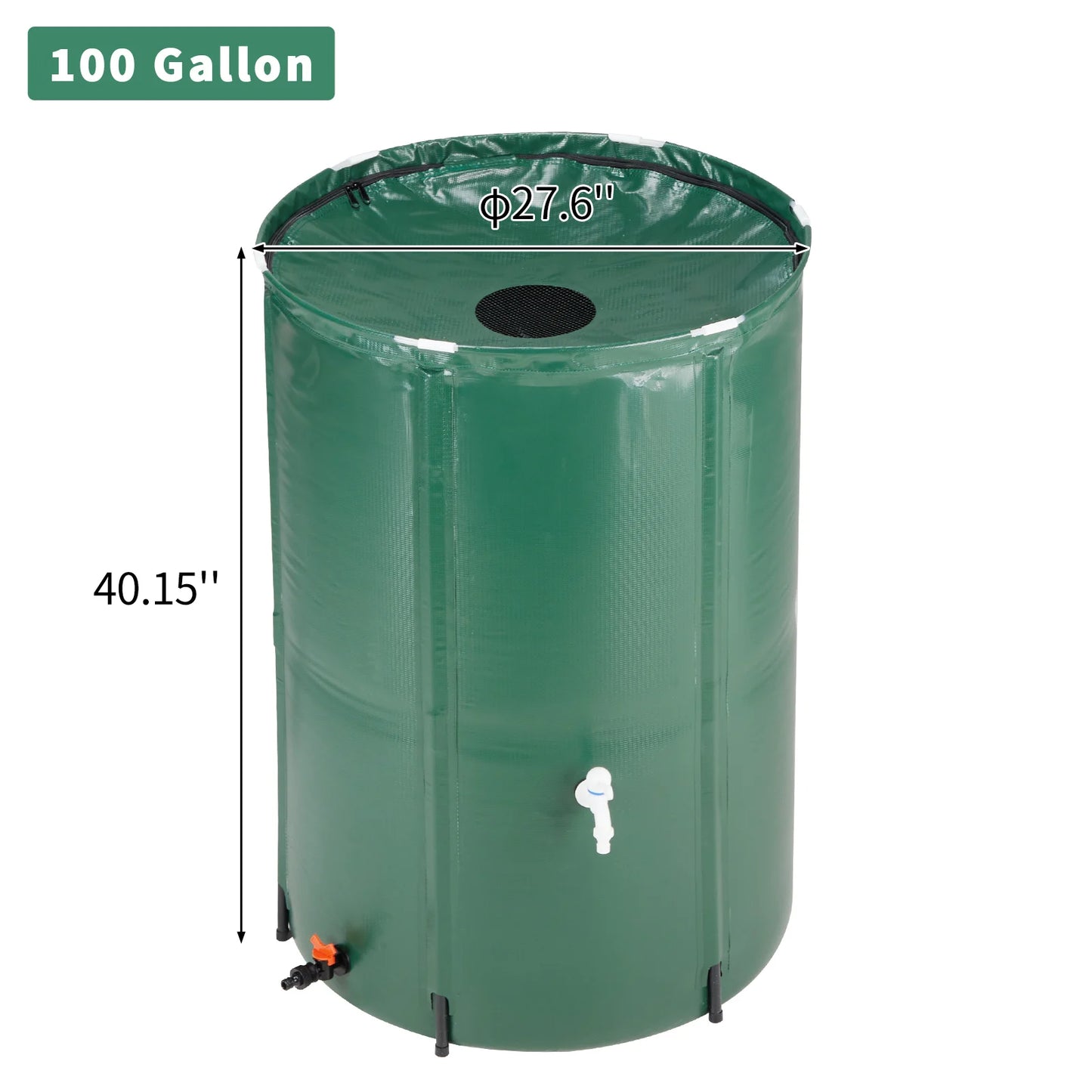 100 Gallon Collapsible Rain Barrel Water Collector, Portable Foldable Rain Water Storage Tank with Spigot for Garden Irrigation