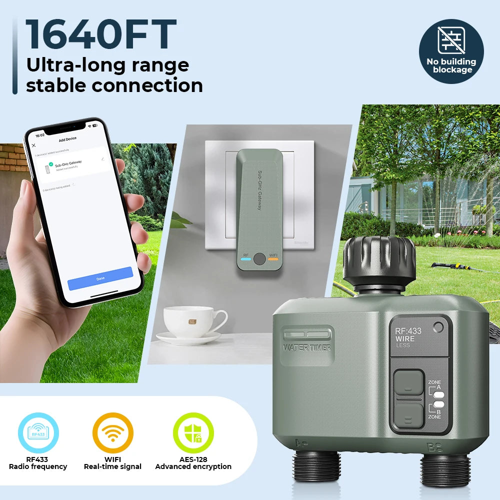 ESHICO Wireless Water Timer HCT-636 2-Zone Irrigation System