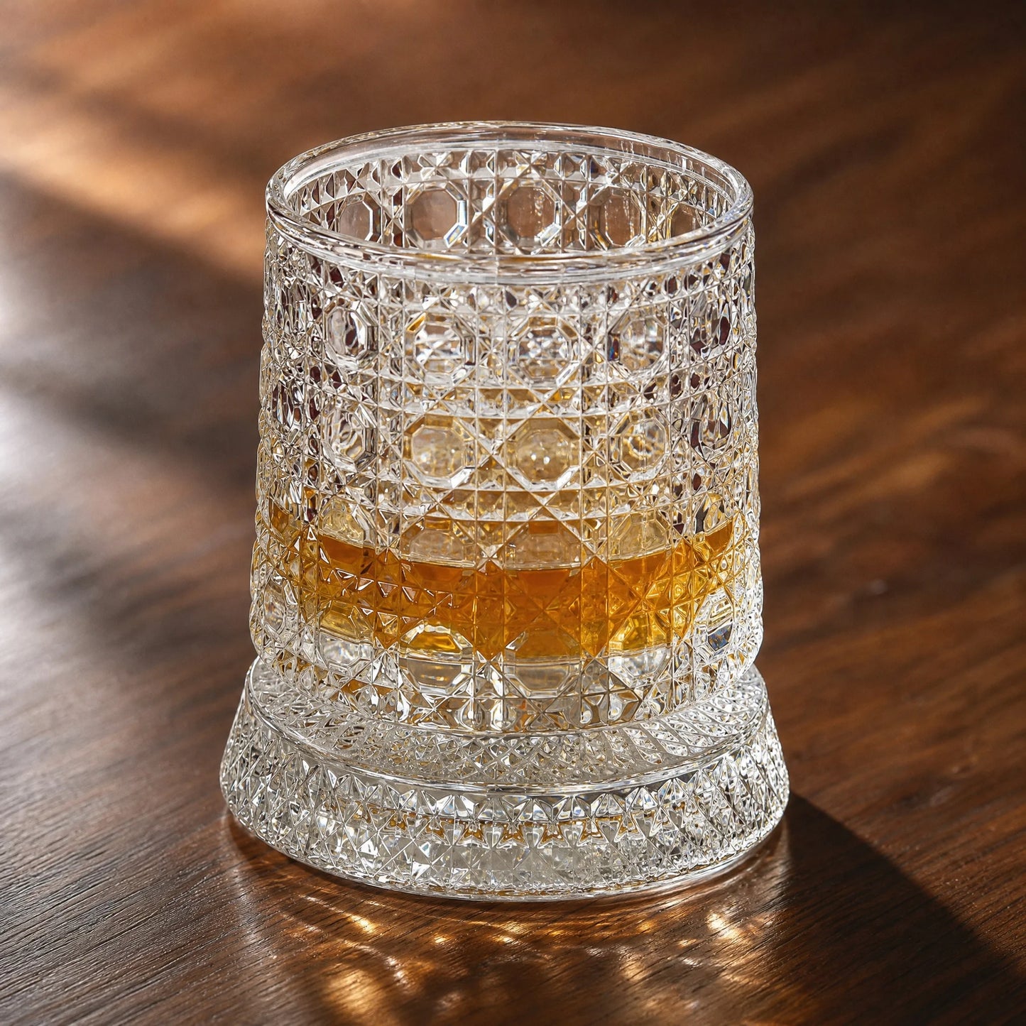 Rotating Whiskey Glass With LED Light Up Coaster Set