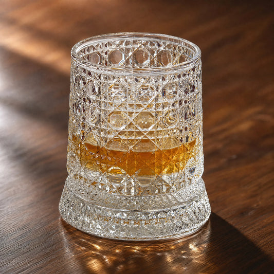 Rotating Whiskey Glass With LED Light Up Coaster Set