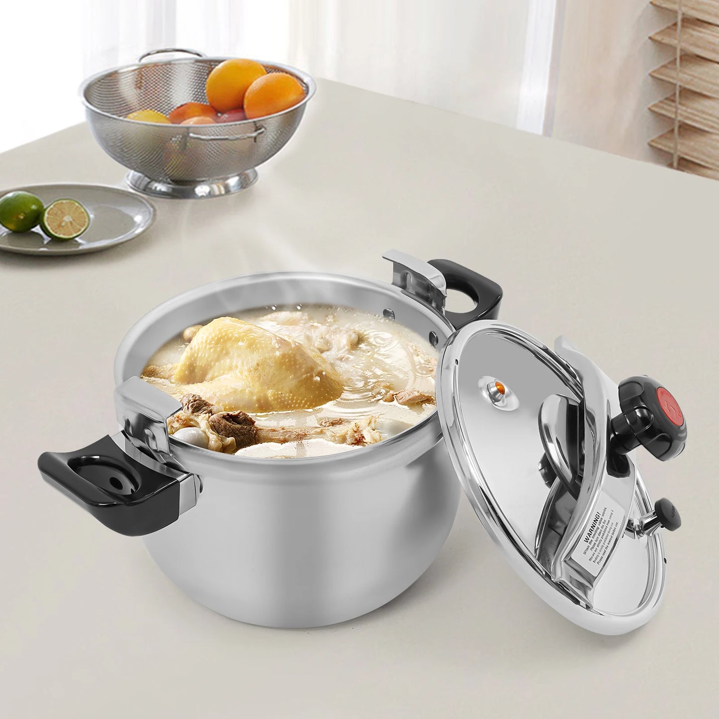 Bymaocar Stainless Steel Pressure Cooker 60KPa Large Capacity Pot