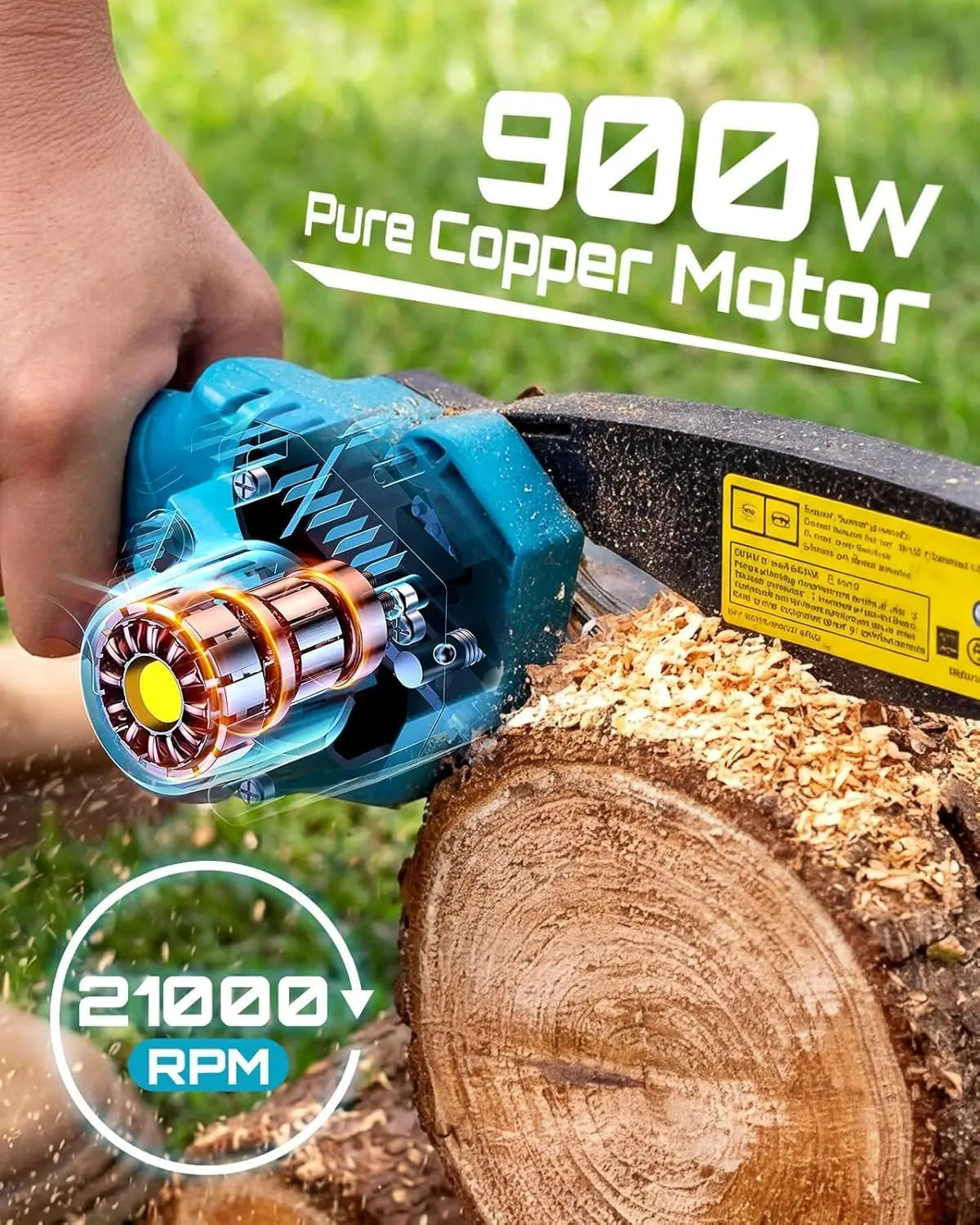 SEESII 6'' Cordless Mini Chainsaw 4500W Portable Chain Saw Garden Woodworking Tree Trimming Wood Cutting Power Tools For Makita 18V Battery Pin