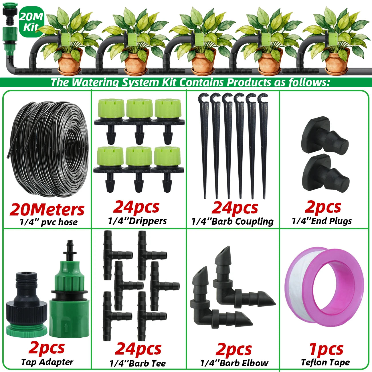 Adjustable Garden Drip Irrigation Kit Automatic Watering System