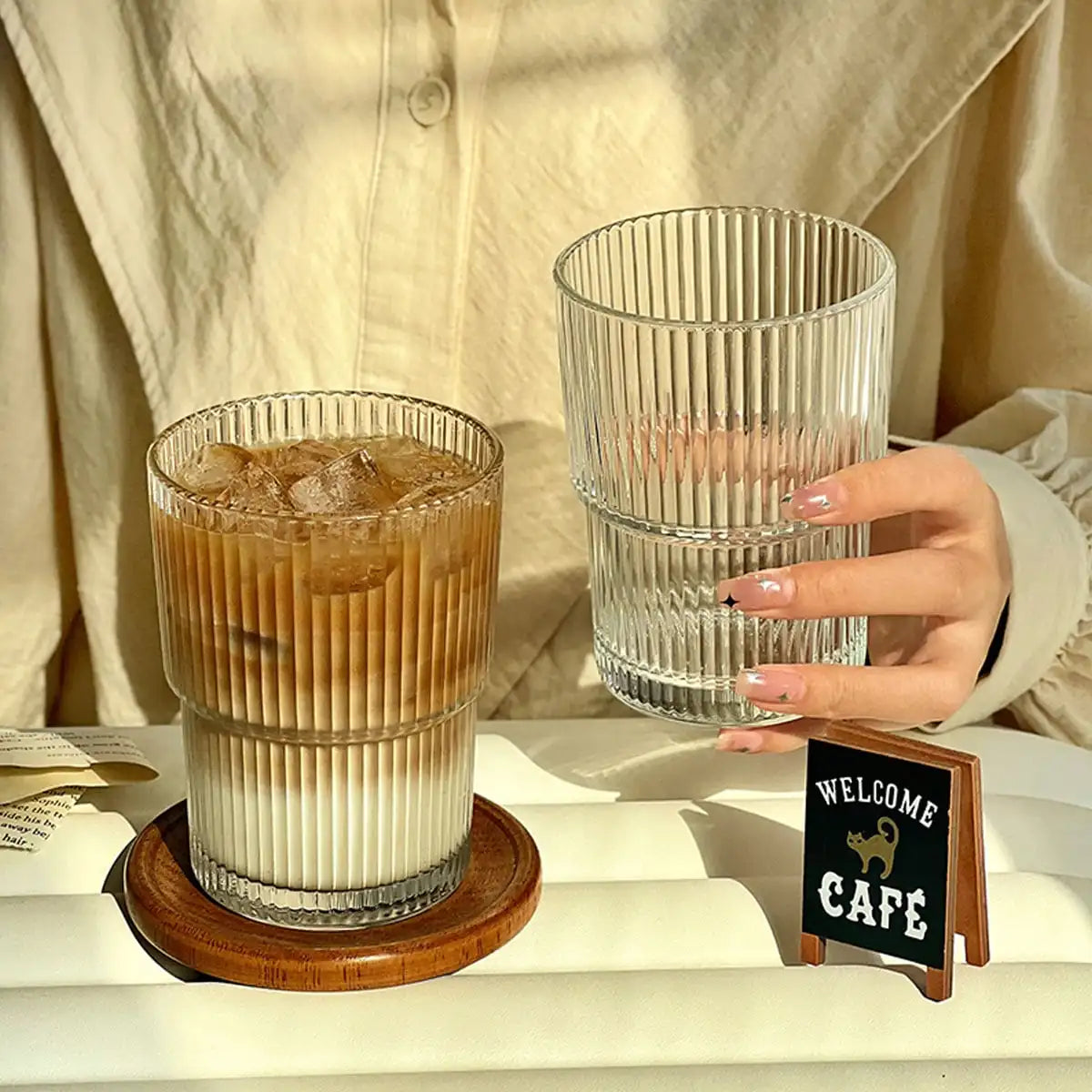 Fashionable Glass Straw Cup With Lid Portable For Coffee And Milk Tea