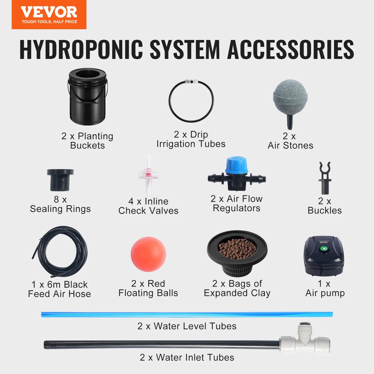 SucceBuy DWC Hydroponics Grow System Hydroponic Growing System w/ Top Drip Kit Deep Water Culture 5-Gallon Buckets with Air Pump