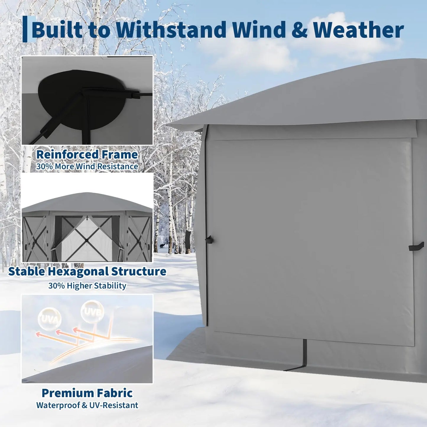 HiMISS Pop Up Gazebo With Removable Roof And Mosquito Netting