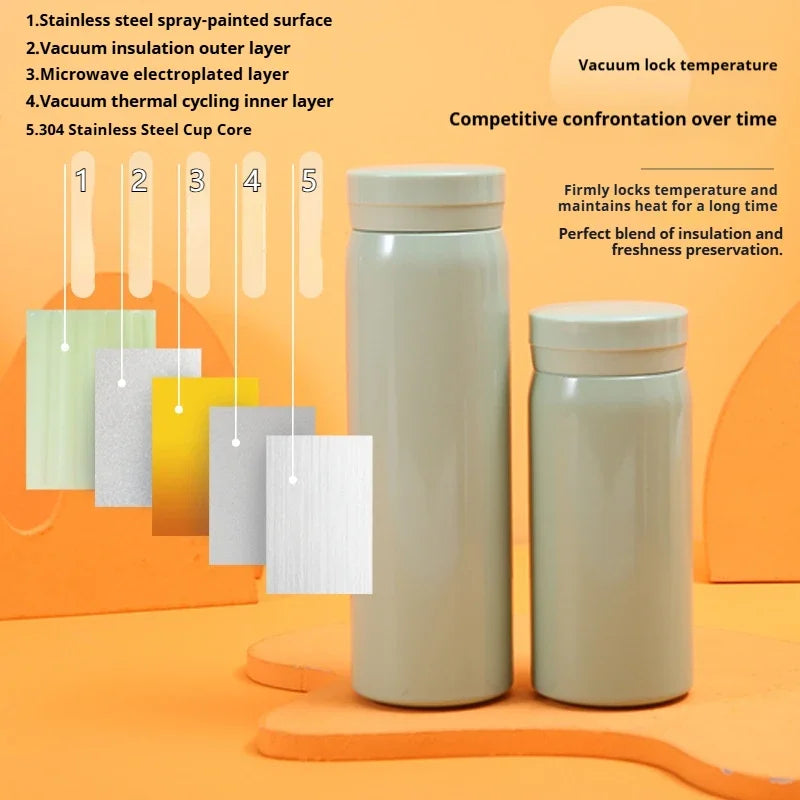 200ML/300ML Mini Insulated Cup Stainless Steel Pocket Cup Car Vacuum Flasks Coffee Cup Portable Leak-proof Thermal Water Bottle