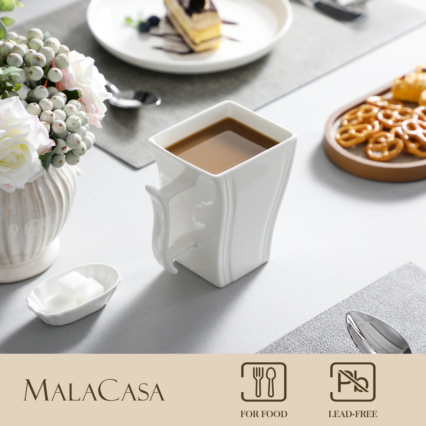 MALACASA Marble 6-Piece Coffee Service Set Porcelain