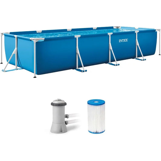 Intex Rectangular Frame Above Ground Pool With Krystal Clear Filter Pump